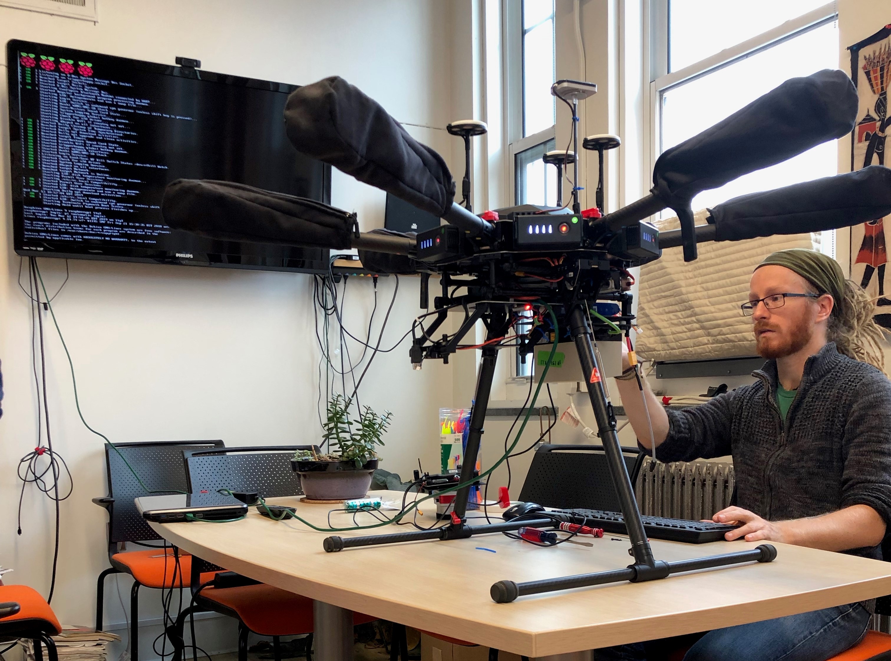 Researcher working on Drone.